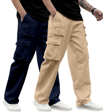 Cargo Cotton for Men.Track Pant for Men.Oversize Cargo Trouser.Men's Oversized Cargo Utility Joggers.Multi Poket pent.Combo Pack Of 2