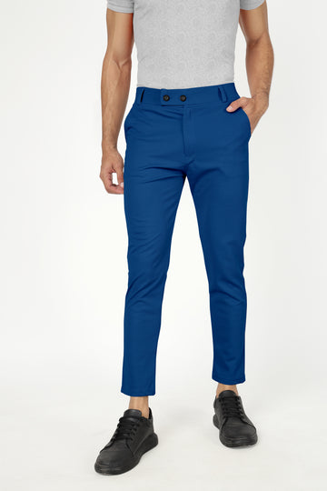 Teal Blue Lycra Stretchable Formal Slim Fit Trouser Pant
