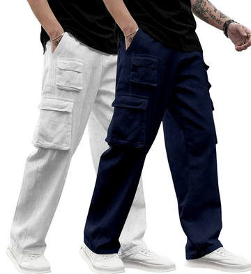 Cargo Cotton for Men.Track Pant for Men.Oversize Cargo Trouser.Men's Oversized Cargo Utility Joggers.Multi Poket pent.Combo Pack Of 2