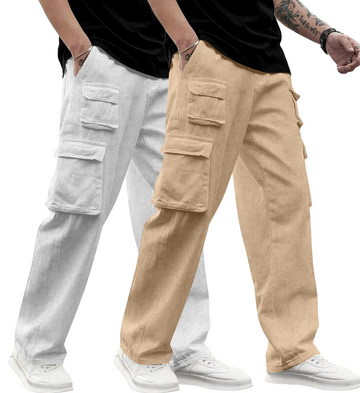 Cargo Cotton for Men.Track Pant for Men.Oversize Cargo Trouser.Men's Oversized Cargo Utility Joggers.Multi Poket pent.Combo Pack Of 2