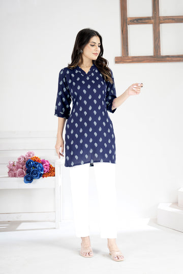 Soft & Stylish Navy Blue Cotton Tops and Tunics for Women.