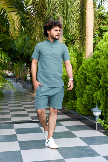 Men's Premium Sugarcane Fabric C-Green Co-Ord Set.