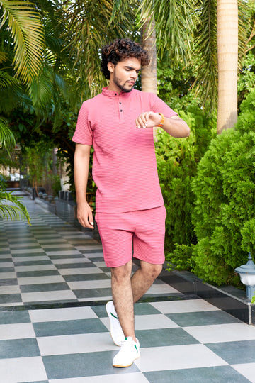 Men's Premium Sugarcane Fabric Peach Co-Ord Set.