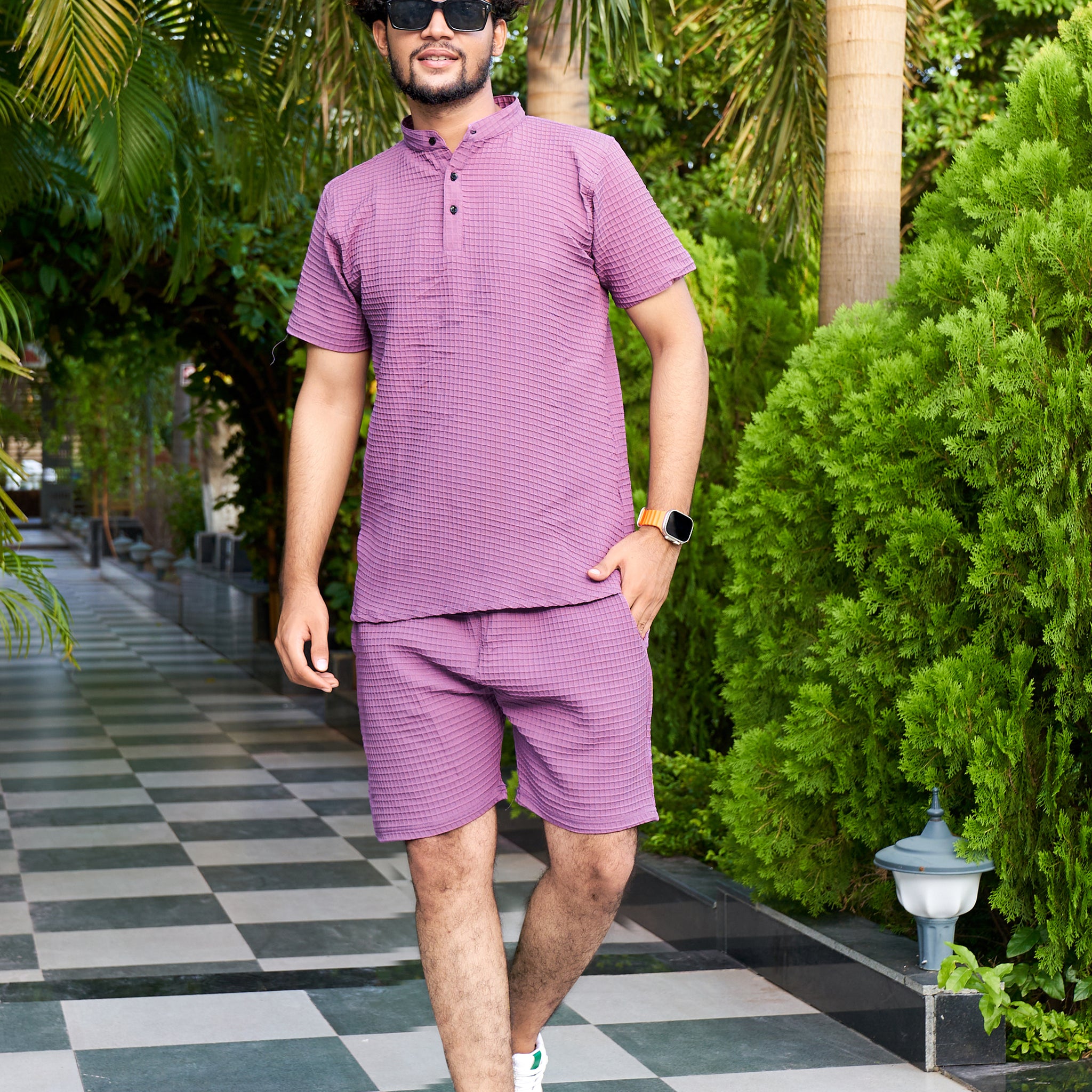 Men's Premium Sugarcane Fabric Purple Co-Ord Set.