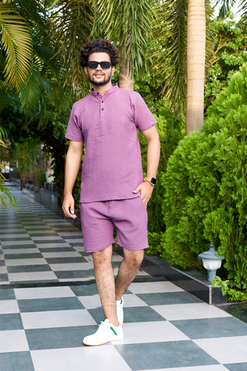 Men's Premium Sugarcane Fabric Purple Co-Ord Set.