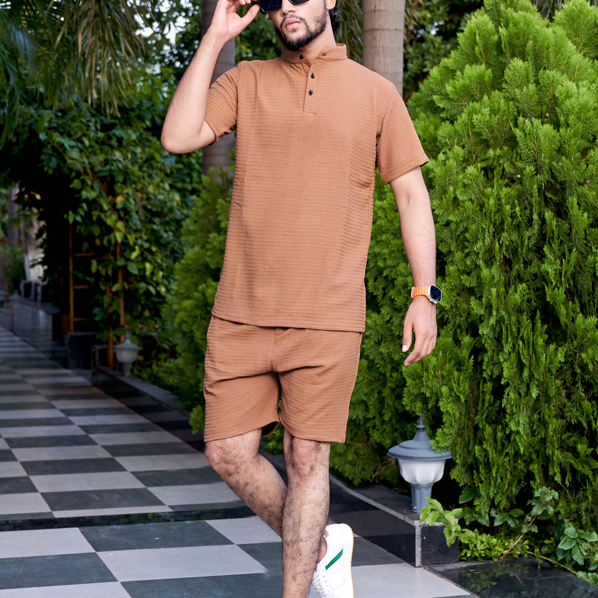 Men's Premium Sugarcane Fabric Orange Co-Ord Set.