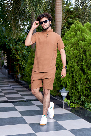 Men's Premium Sugarcane Fabric Orange Co-Ord Set.