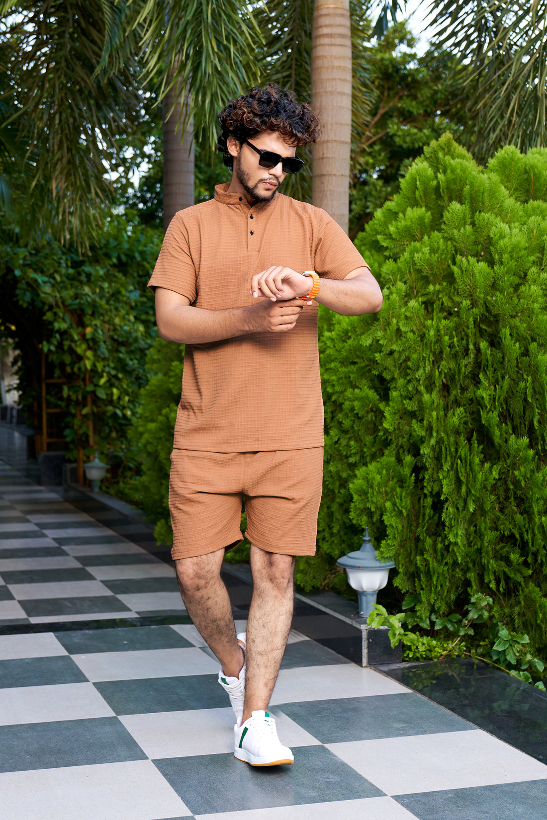 Men's Premium Sugarcane Fabric Orange Co-Ord Set.