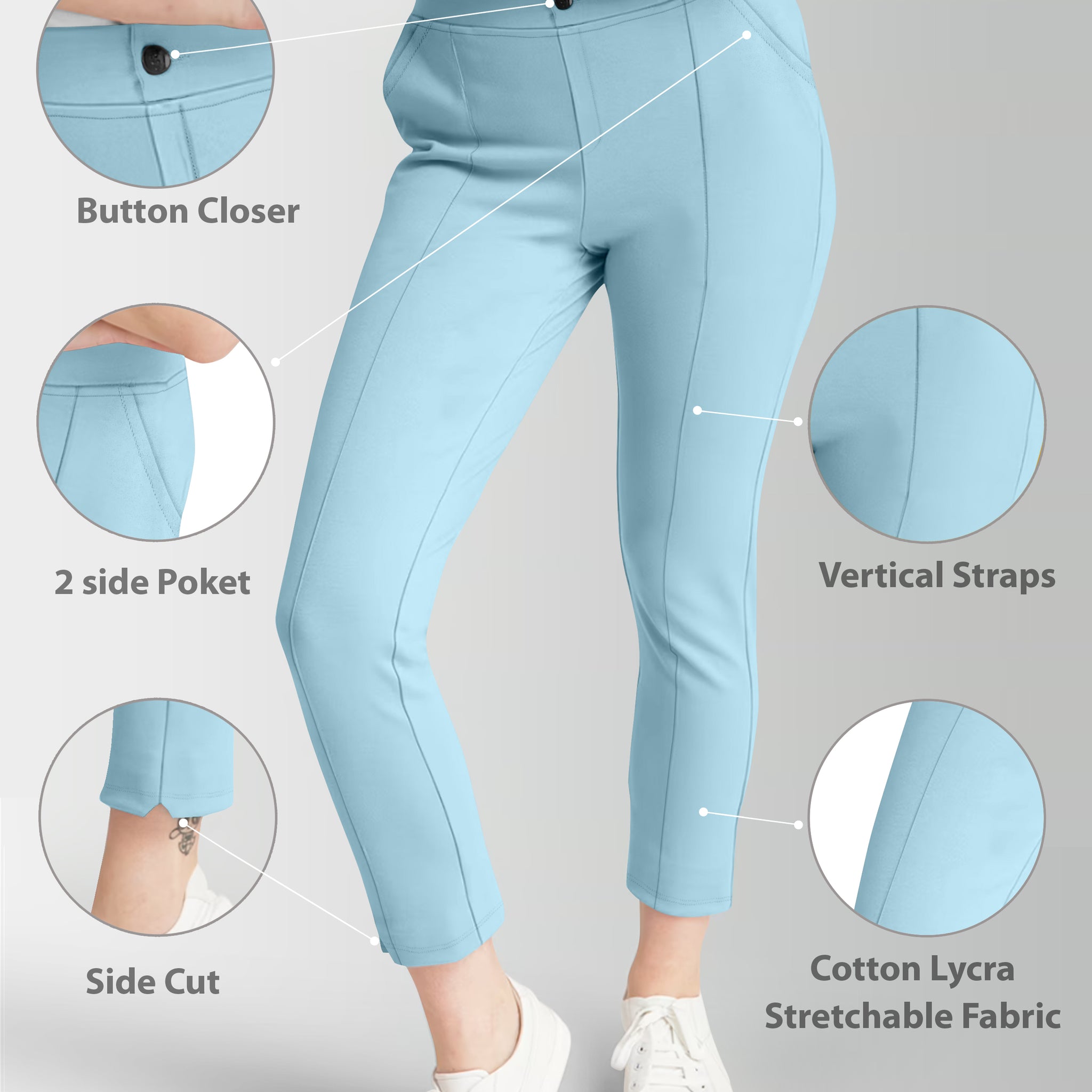 Women's Sky Skinny Fit High Rise Clean Look Regular Length Stretchable Trouser.Track Pant.Jogger.Pant.Body Fit Pent.Formal Trouser.