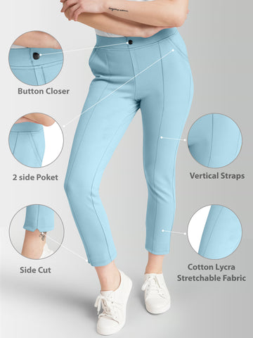 Women's Sky Skinny Fit High Rise Clean Look Regular Length Stretchable Trouser.Track Pant.Jogger.Pant.Body Fit Pent.Formal Trouser.