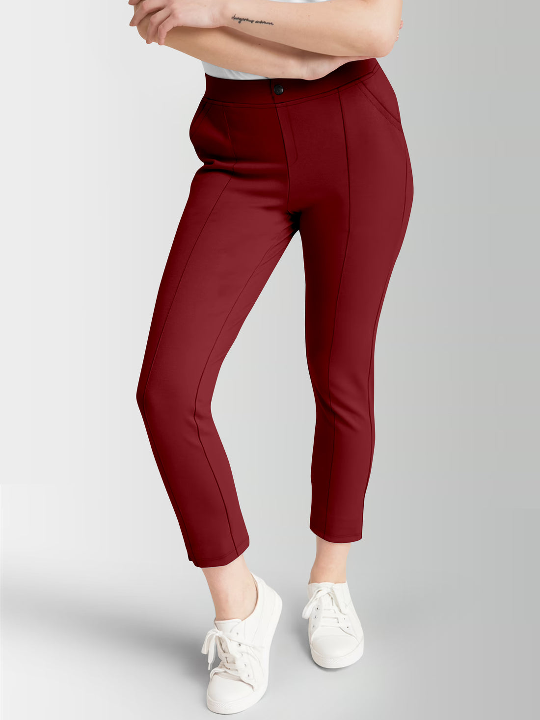 Women's Maroon Skinny Fit High Rise Clean Look Regular Length Stretchable Trouser.Track Pant.Jogger.Pant.Body Fit Pent.Formal Trouser.