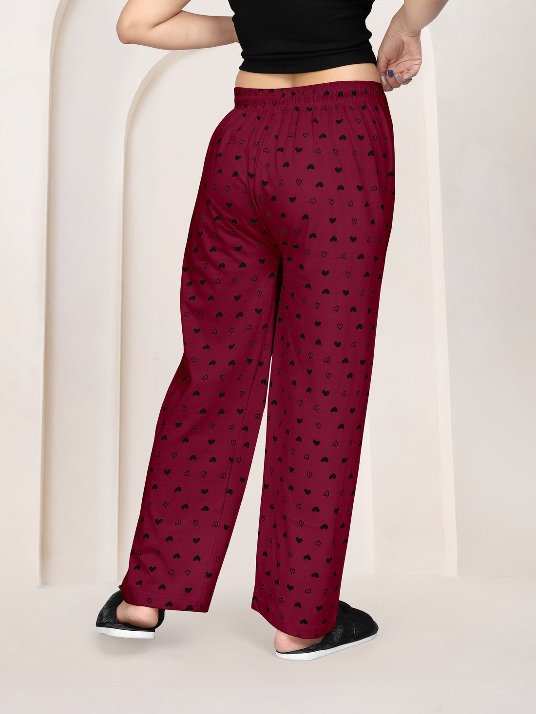 Women Printed Regular Fit Pyjamas(Maroon/Black)(Pack Of 2)