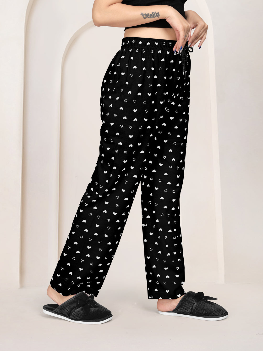 Women Printed Regular Fit Pyjamas(Black/Navy Blue)(Pack Of 2)