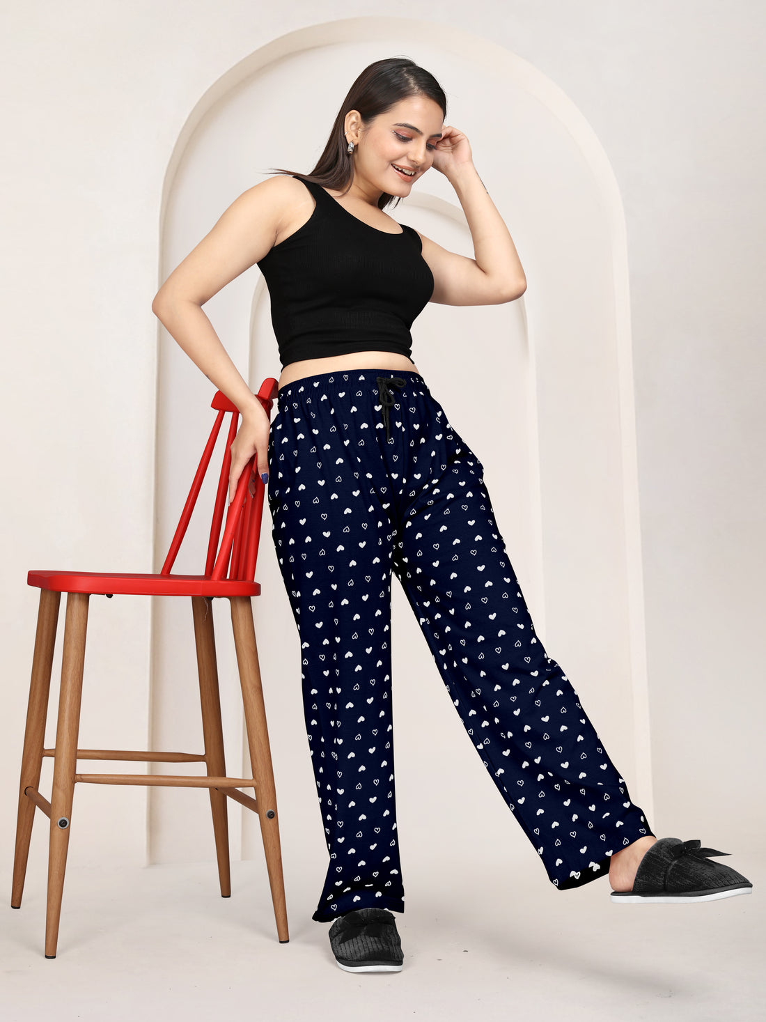 Women Printed Regular Fit Pyjamas(Sky Blue/Navy Blue)(Pack Of 2)