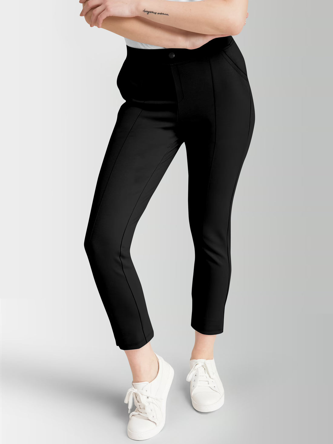 Women's Black Skinny Fit High Rise Clean Look Regular Length Stretchable Trouser.Track Pant.Jogger.Pant.Body Fit Pent.Formal Trouser.
