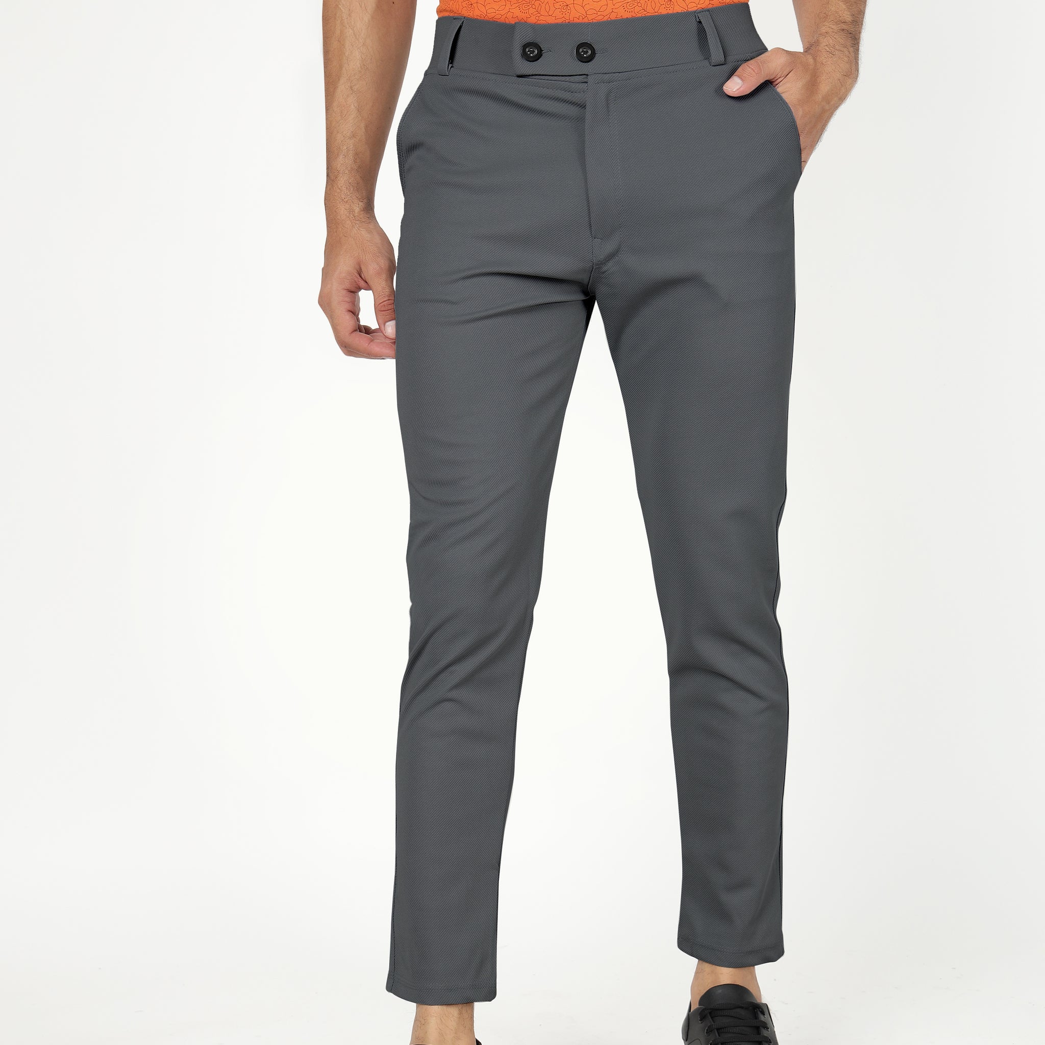 Dark Grey Lycra Stretchable Formal Slim Fit  Trouser Pant