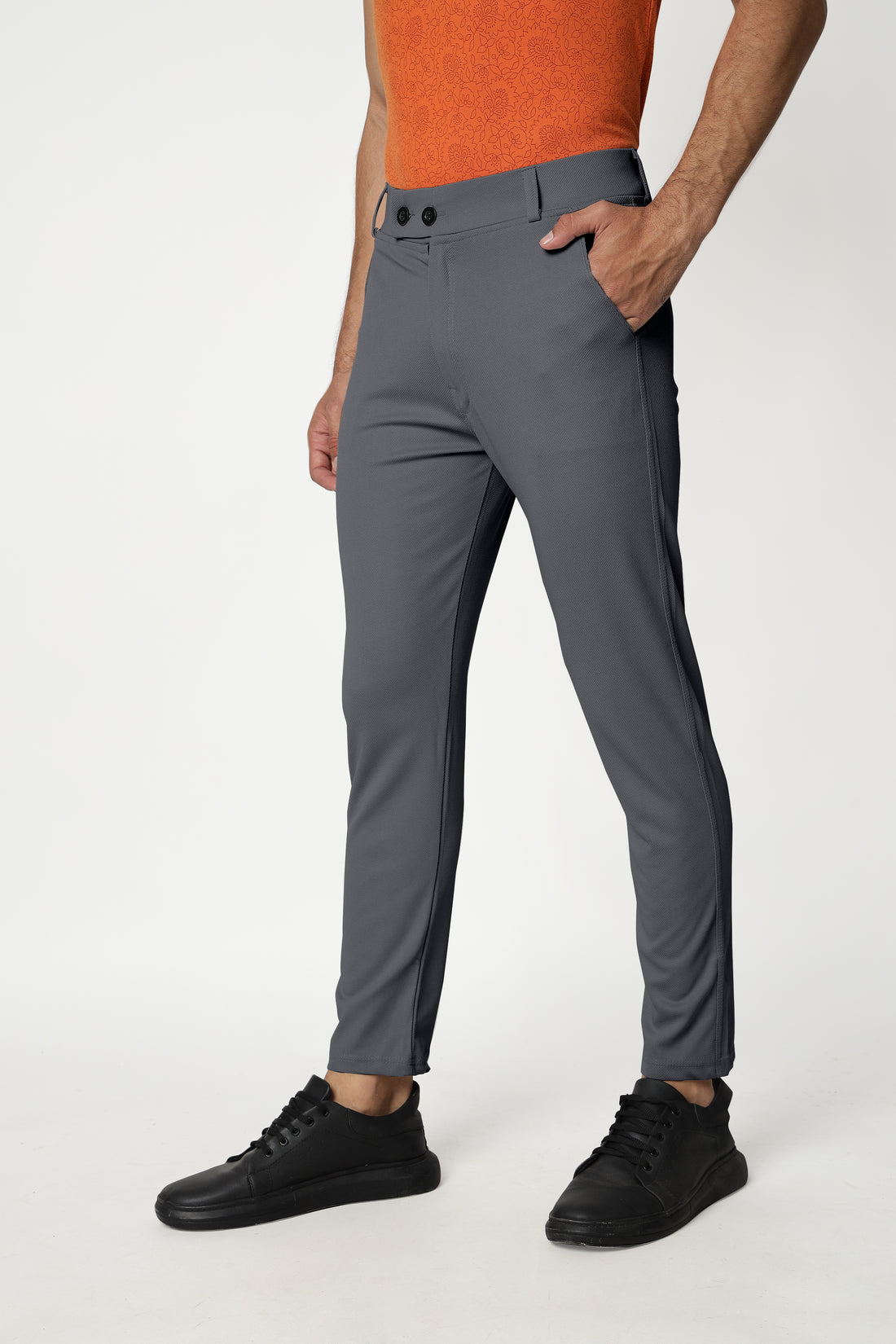 Dark Grey Lycra Stretchable Formal Slim Fit  Trouser Pant