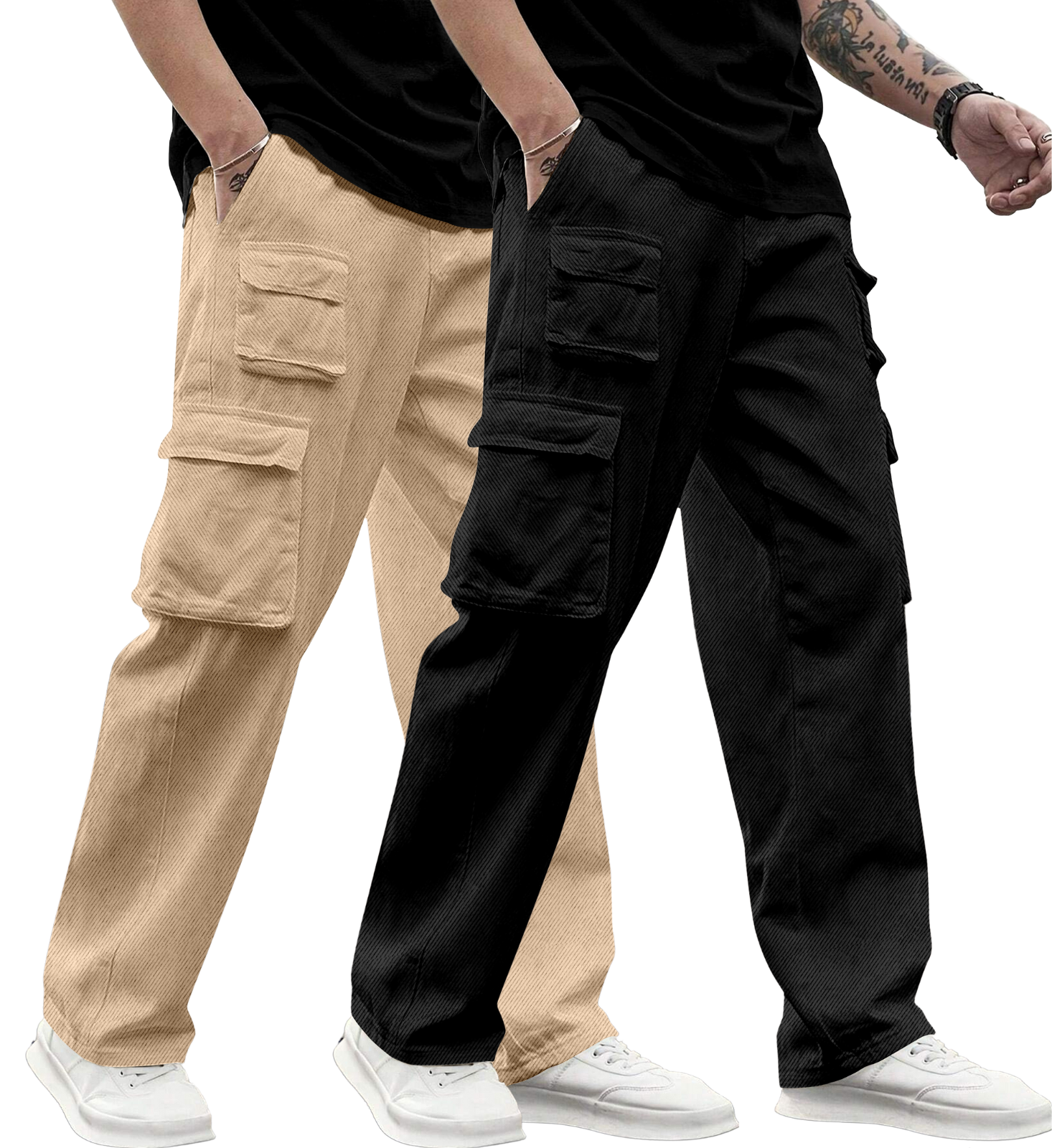 Cargo Cotton for Men.Track Pant for Men.Oversize Cargo Trouser.Men's Oversized Cargo Utility Joggers.Multi Poket pent.Combo Pack Of 2