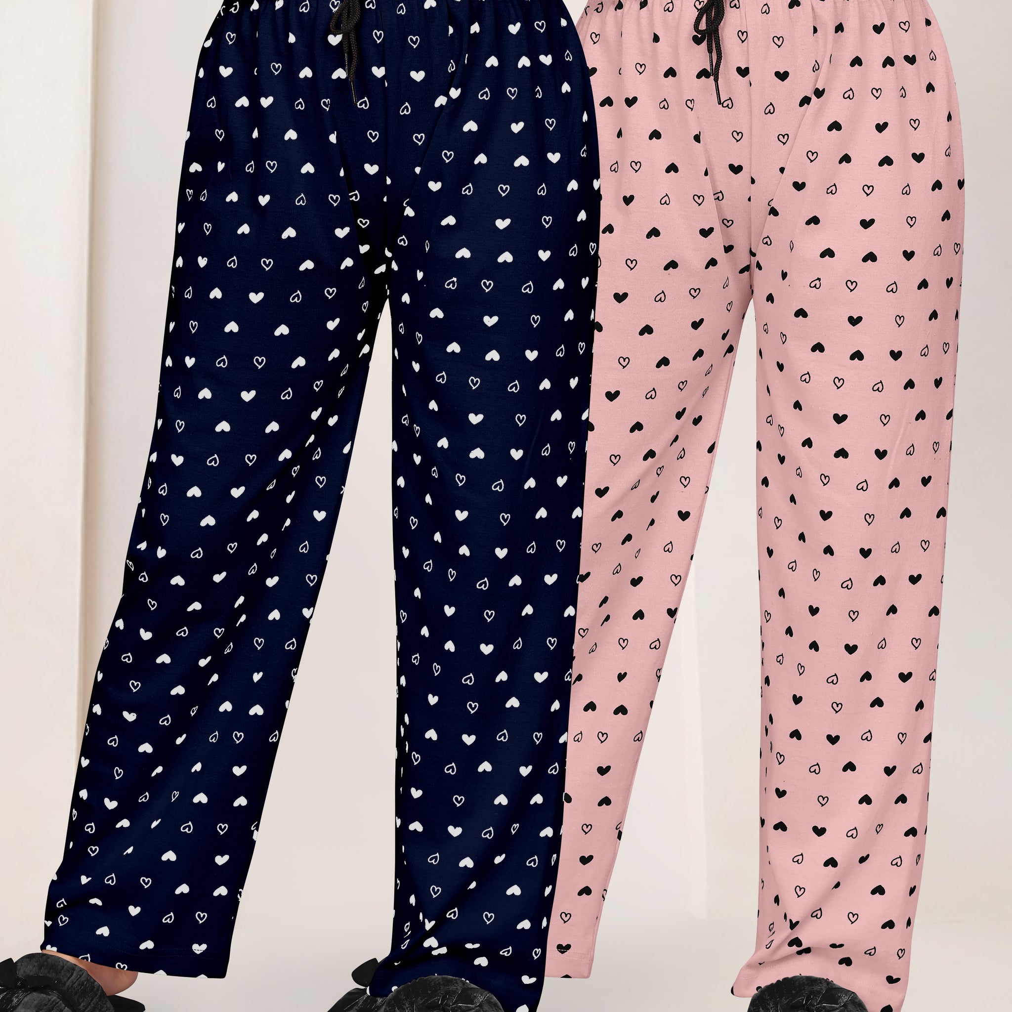 Women Printed Regular Fit Pyjamas(Navy Blue/Baby Pink)(Pack Of 2)