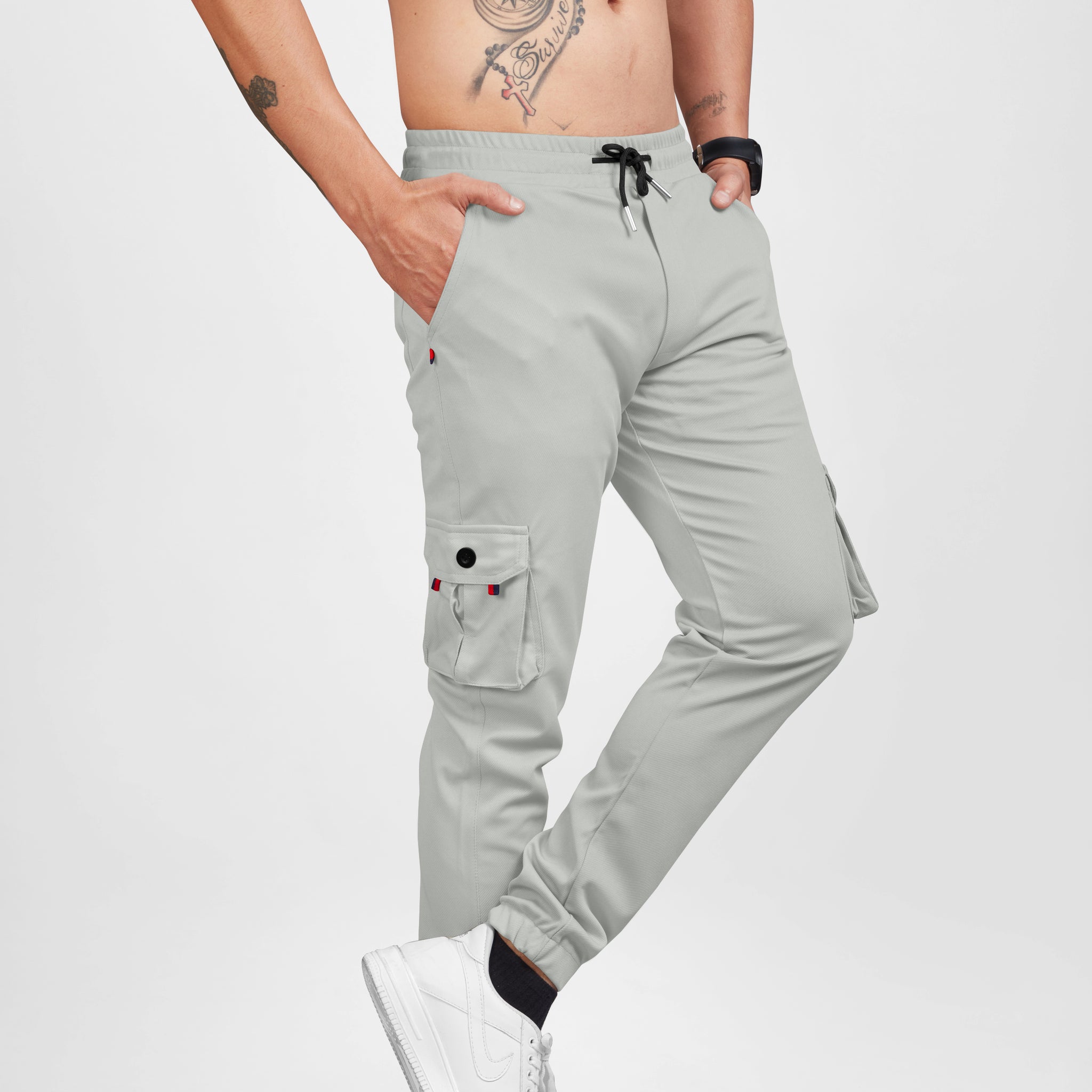 Men Light Grey Cargo || Men Cargo Pants || Men Cargo Pants Cotton || Cargos for Men || 6 Poket