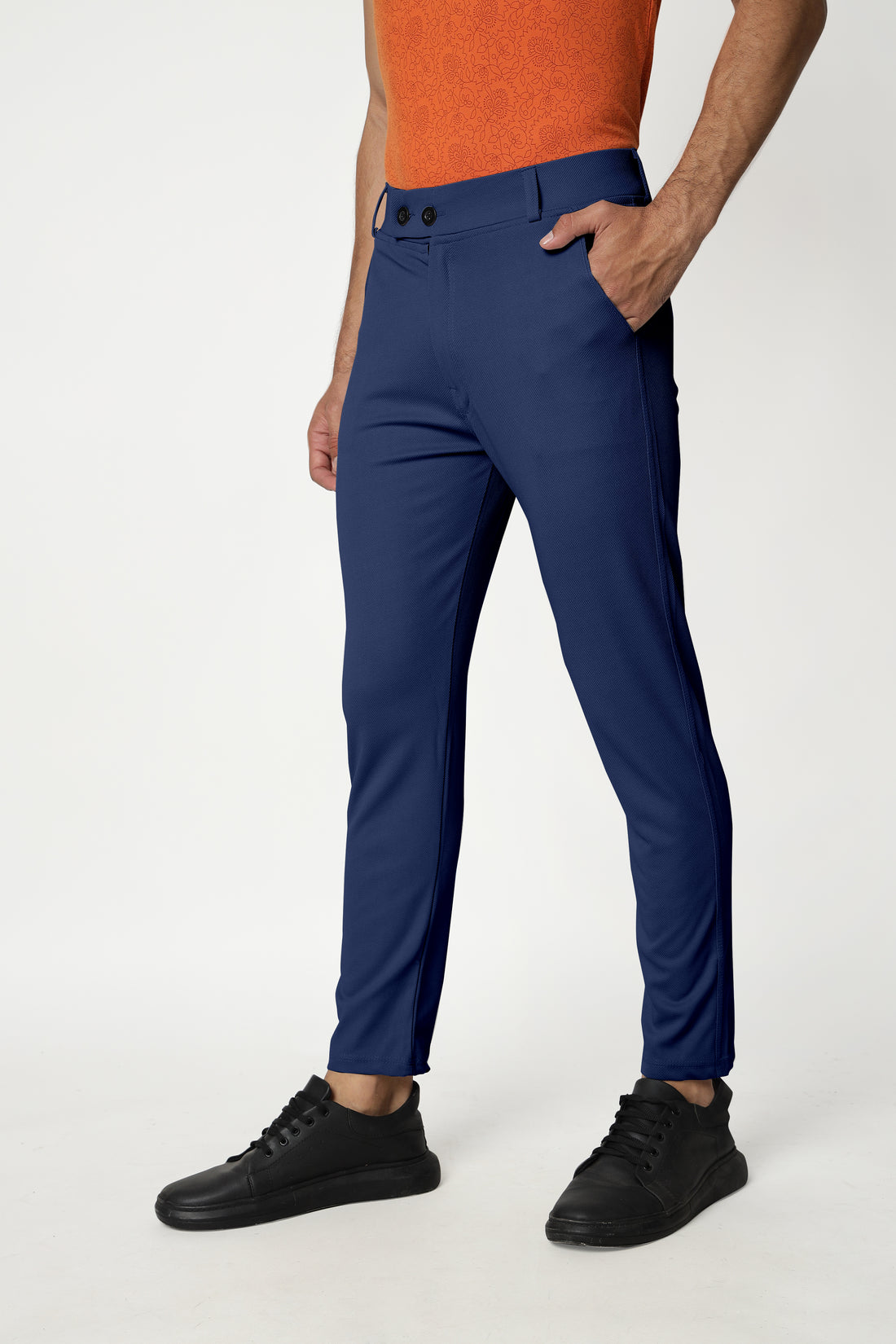 Navy Blue Lycra Stretchable Formal Slim Fit  Trouser Pant