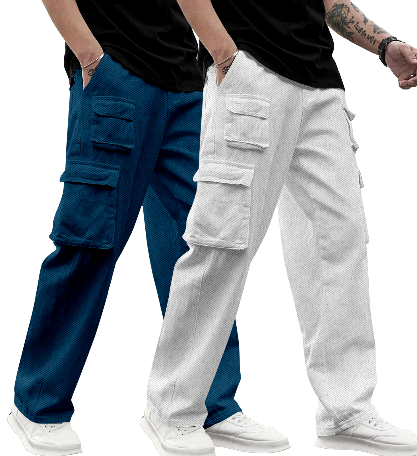 Cargo Cotton for Men.Track Pant for Men.Oversize Cargo Trouser.Men's Oversized Cargo Utility Joggers.Multi Poket pent.Combo Pack Of 2