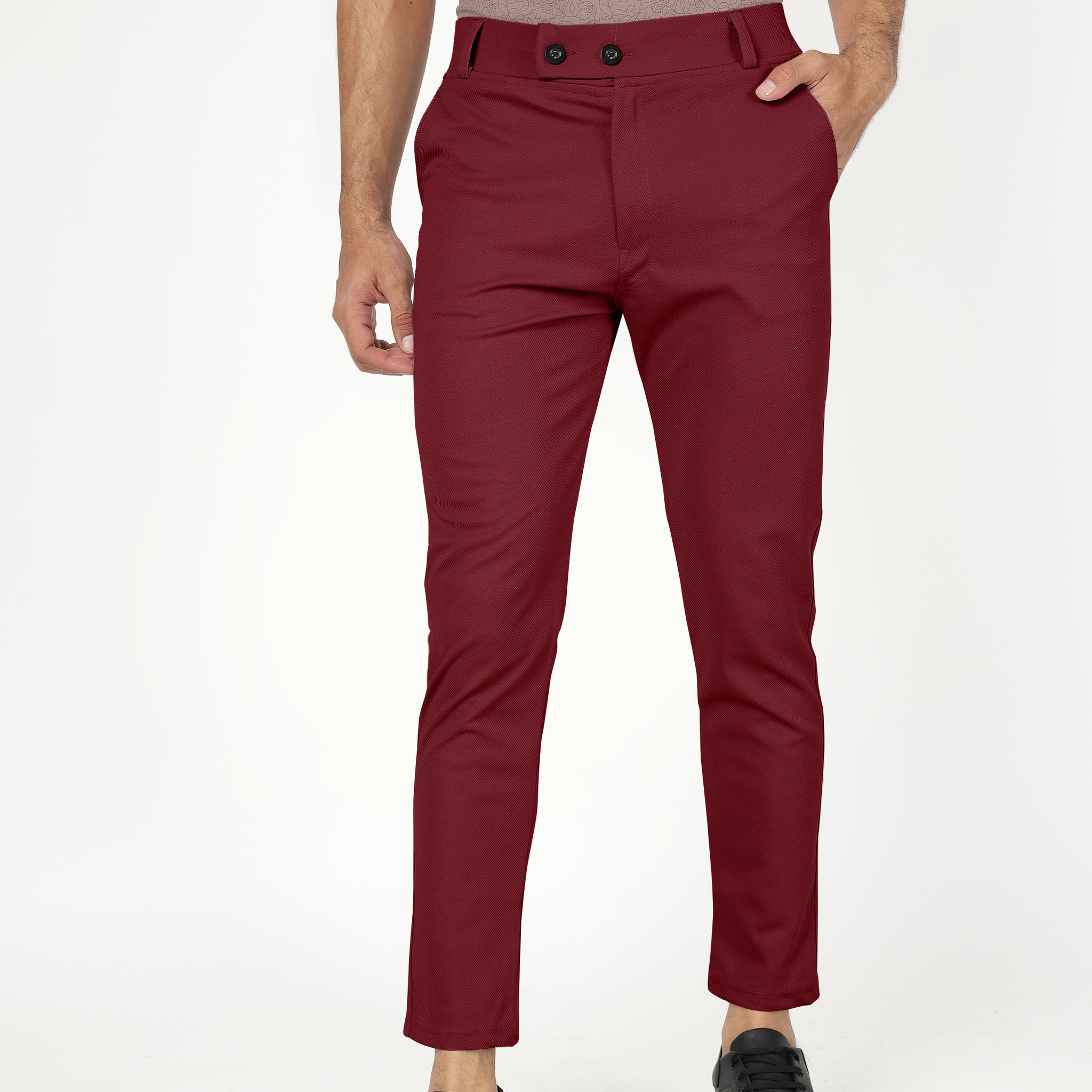 Maroon Lycra Stretchable Formal Slim Fit  Trouser Pant