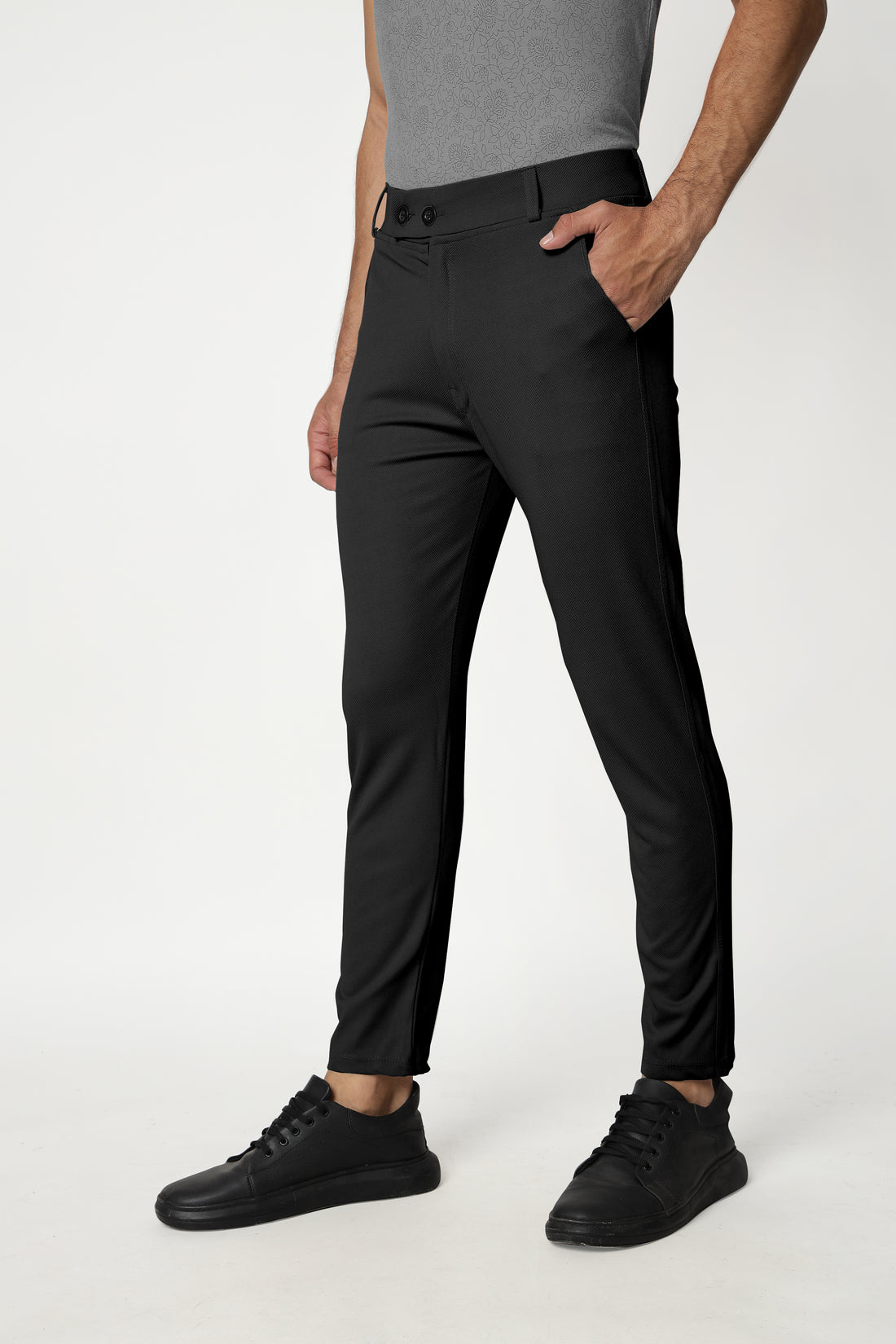 Black Lycra Stretchable Formal Slim Fit  Trouser Pant