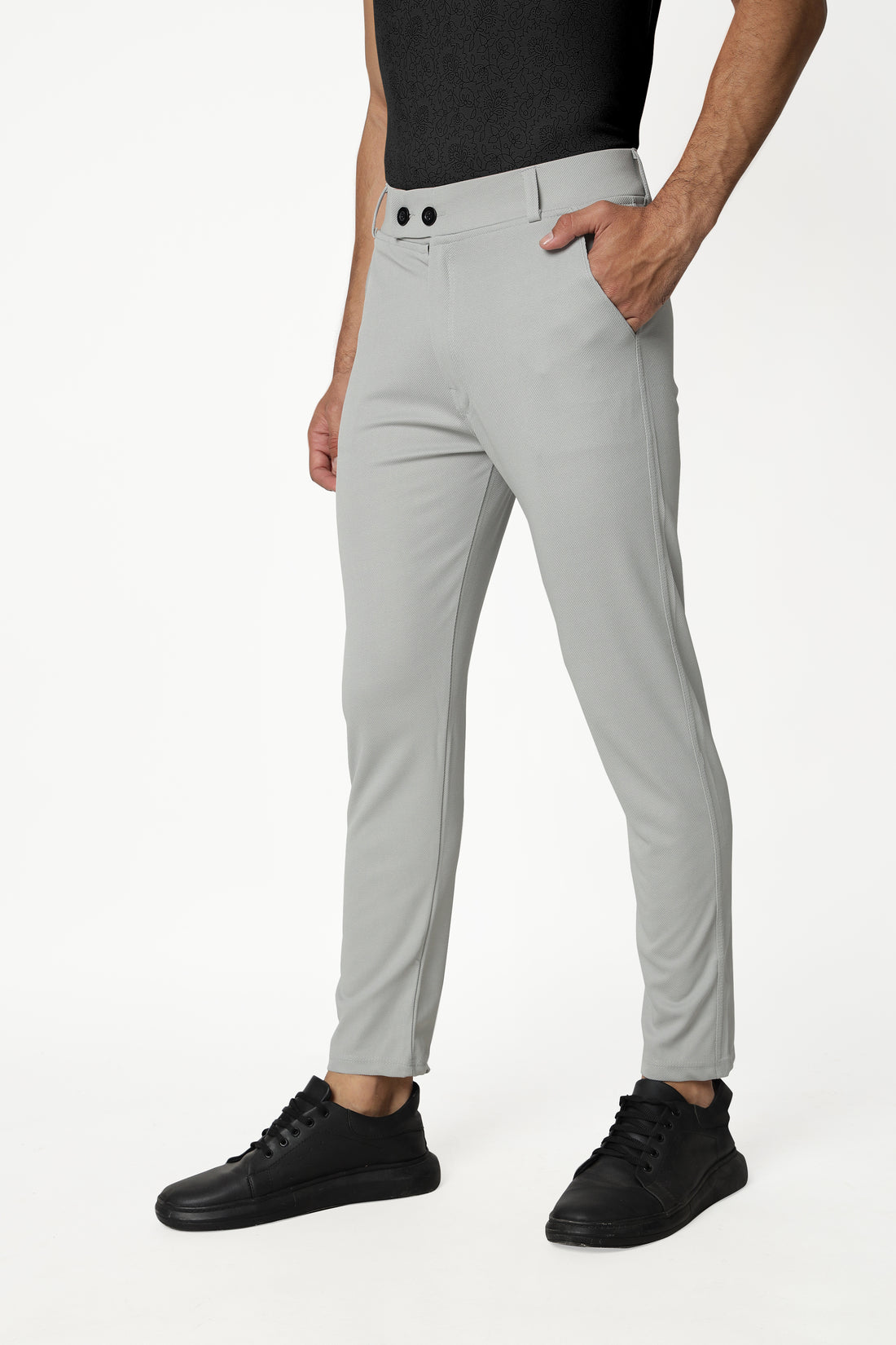 Light Grey Lycra Stretchable Formal Slim Fit  Trouser Pant