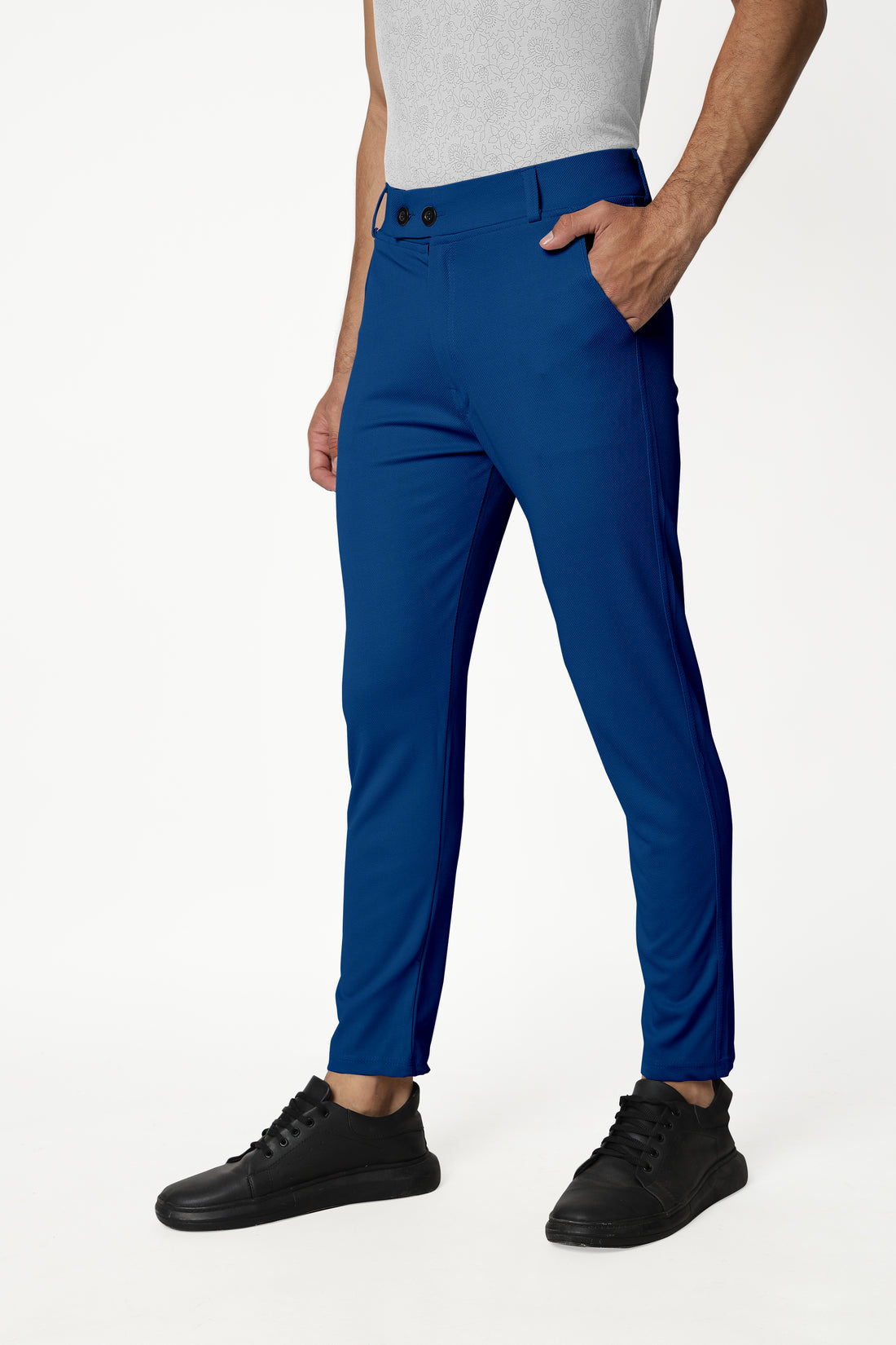 Teal Blue Lycra Stretchable Formal Slim Fit  Trouser Pant