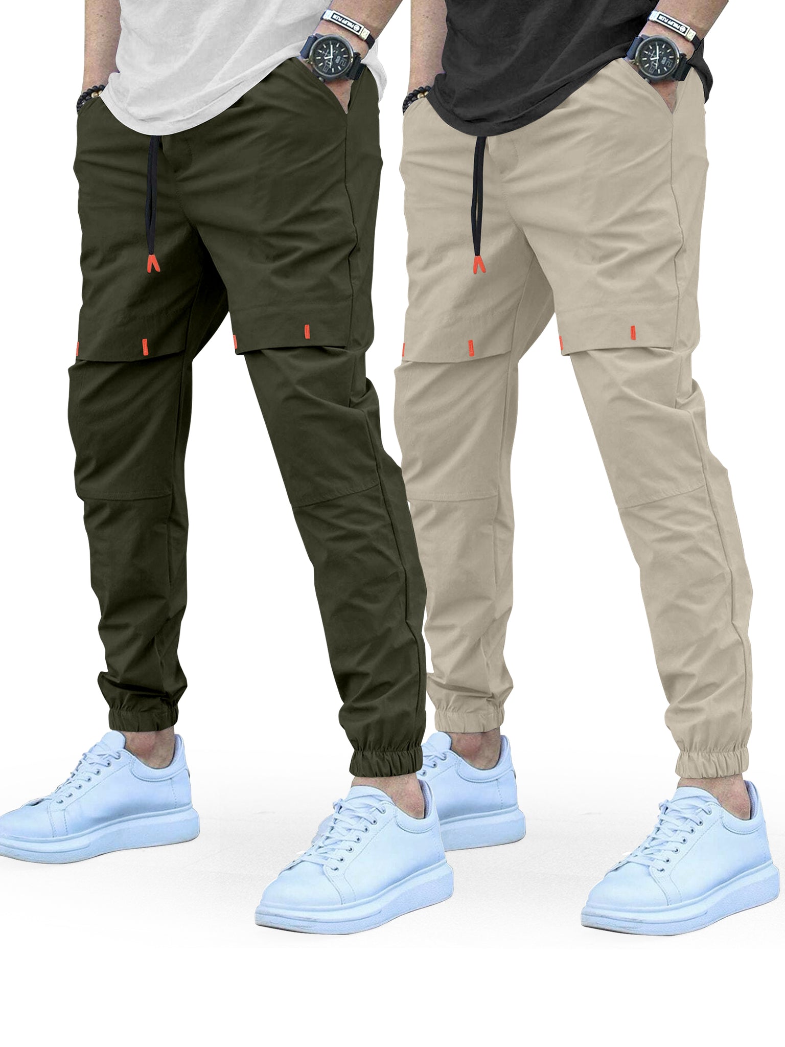 Cargo Cotton Pants in DarkGreen and Cream.Cargos for Men.Track Pant for Boys amd Men.Oversize Cargo Trouser.Men's Oversized Cargo Utility Joggers.Multi Poket pent.