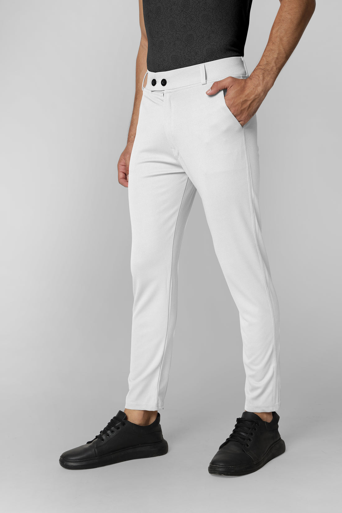 White Lycra Stretchable Formal Slim Fit  Trouser Pant