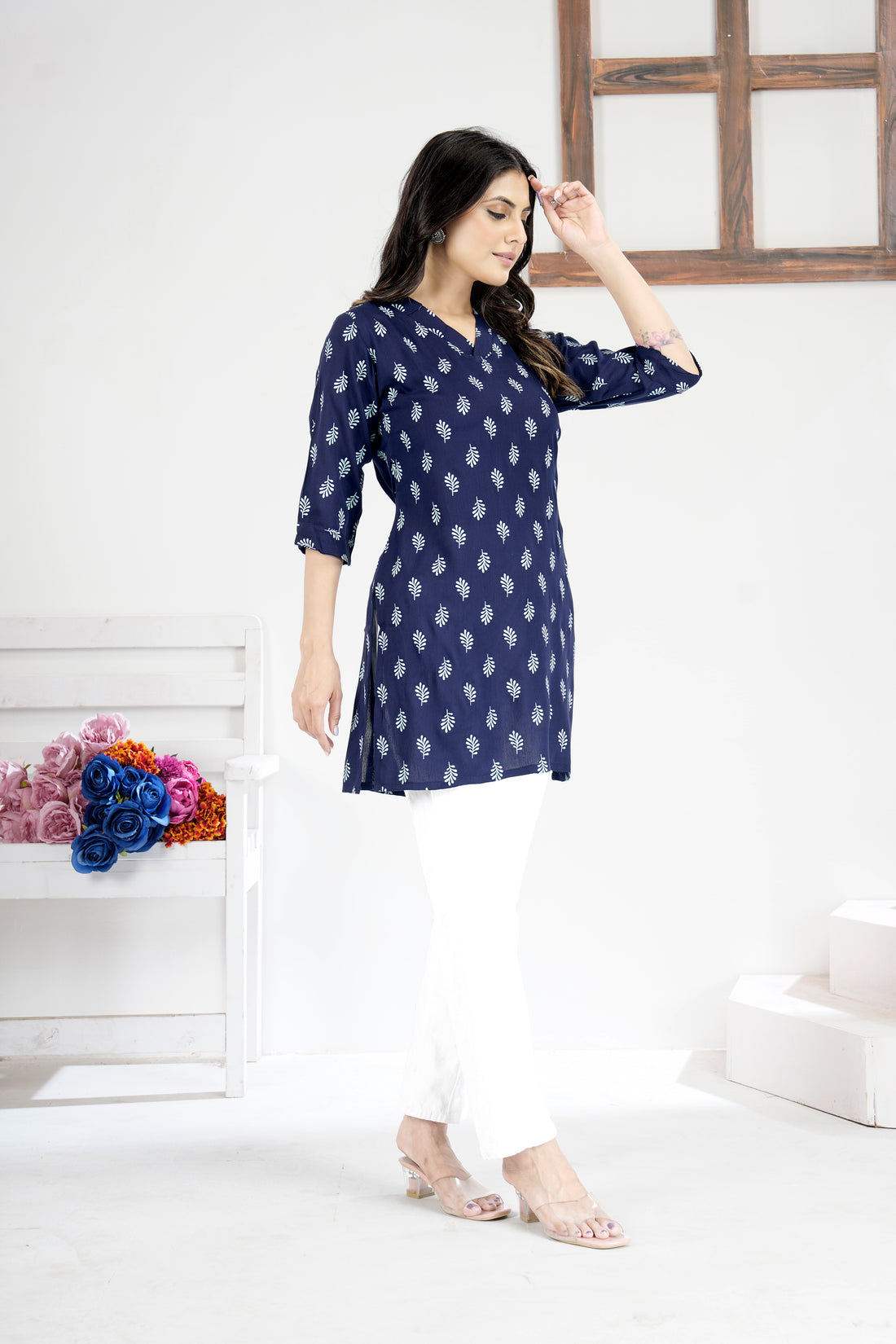 Soft & Stylish Navy Blue Cotton Tops and Tunics for Women.